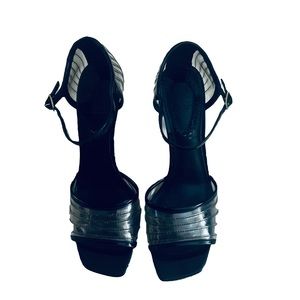 Charles By Charles David Stitched Lucite Gunmetal Mirror Heel